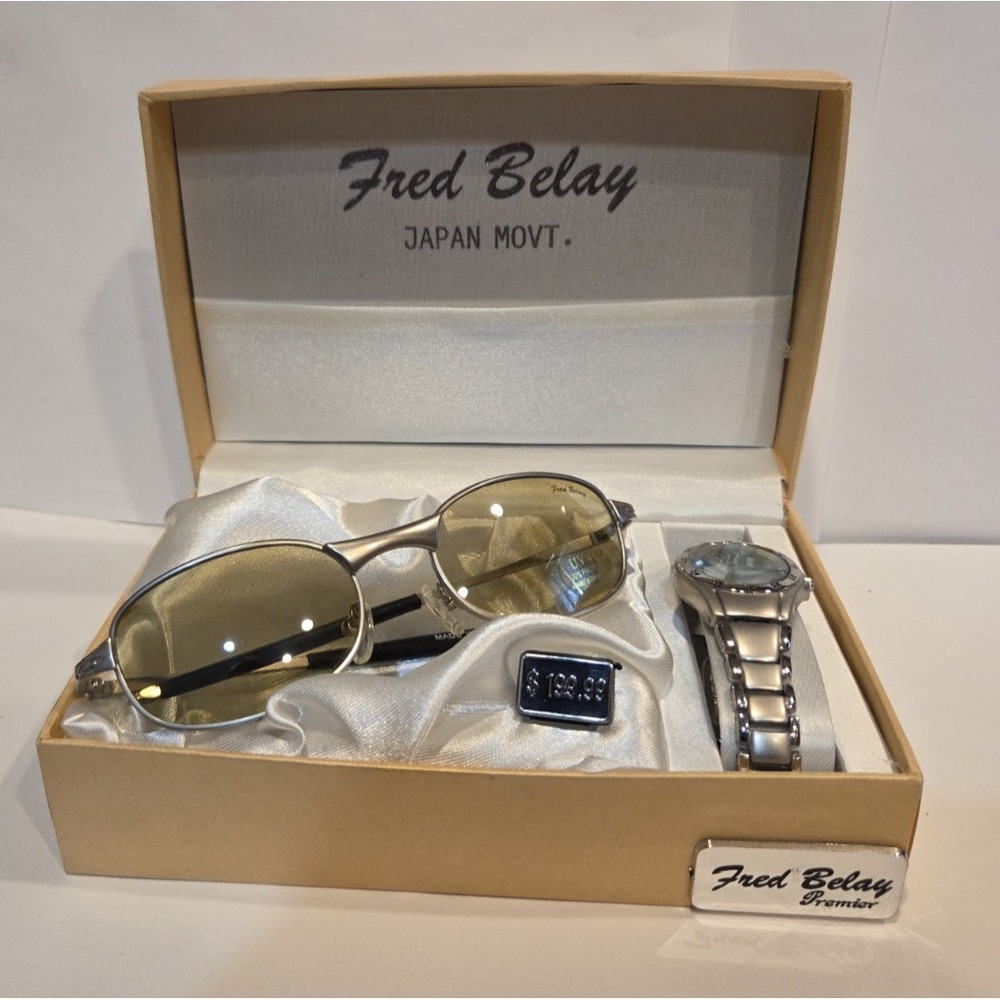 Vintage Fred Belay Watch & Sunglasses Set W Box